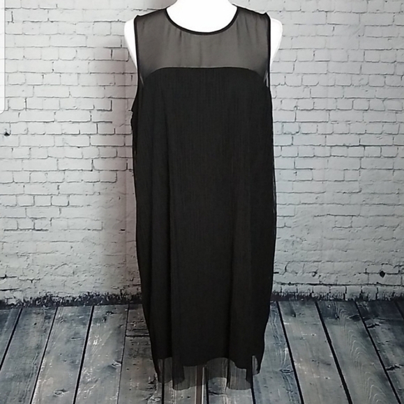 BCBGeneraton Womens SZ Medium Black Shift Dress Sleeveless Oversized Sheer Top - Picture 8 of 8